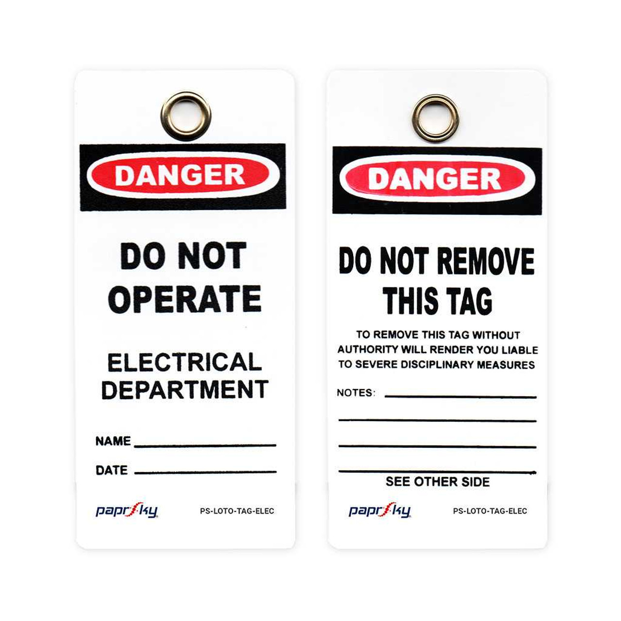 Do Not Operate Tag - Electrical Department